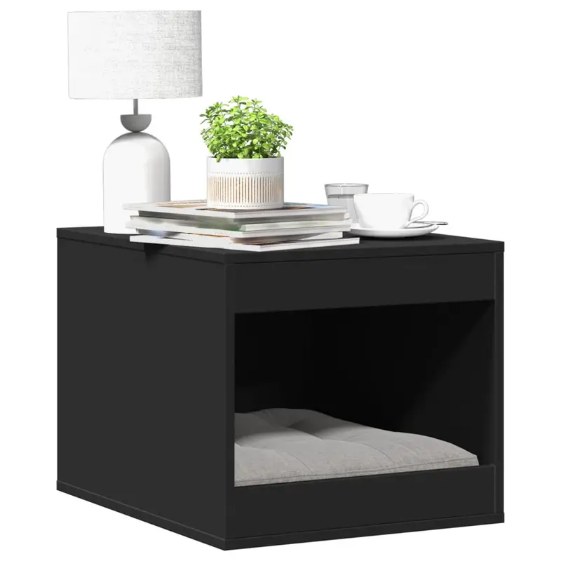 Mueble arenero para gatos madera ingeniería negro 47x59x42 cm