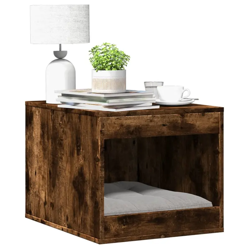 Mueble arenero para gatos madera roble ahumado 47x59x42 cm