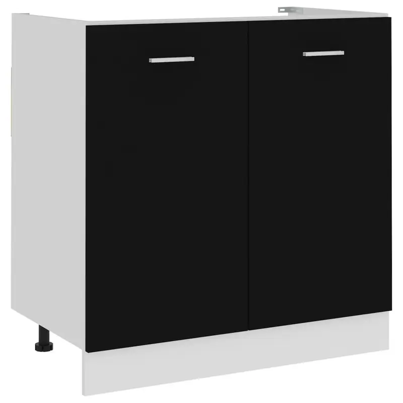 Mueble bajo fregadero "Lyon" negro 80x46x81,5 cm madera de ingeniería