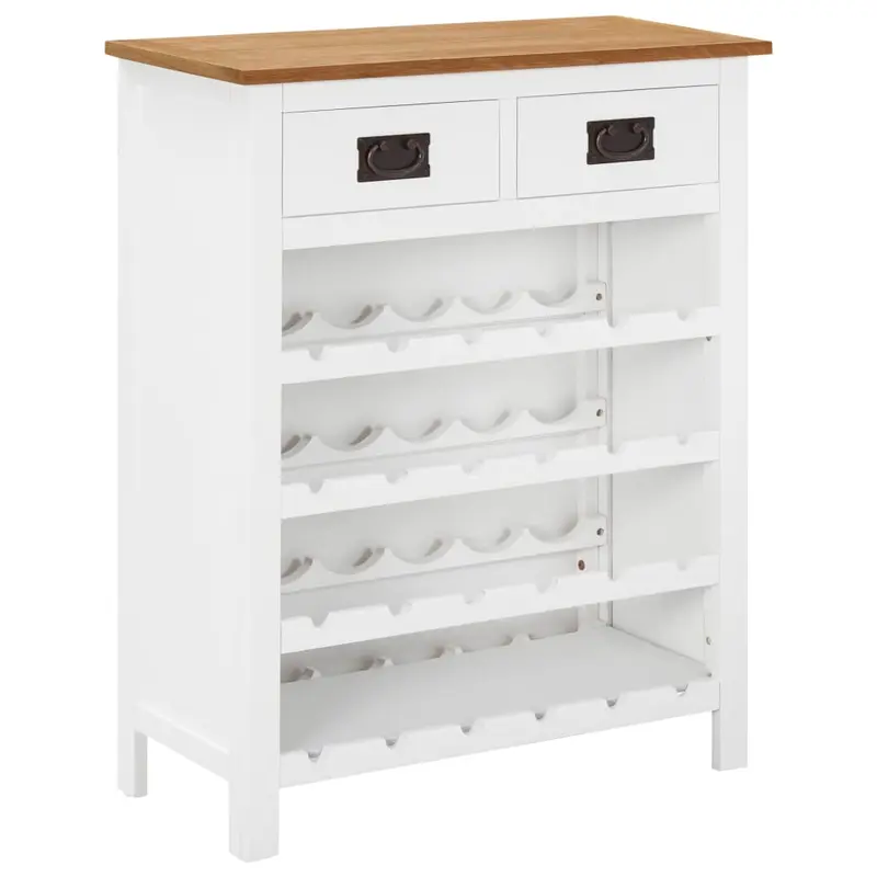 Mueble botellero de madera maciza de roble 72x32x90 cm