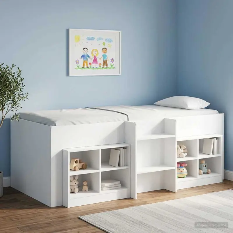 Mueble cama 2 pcs Blanco 66 x 33 x 48 cm Madera de ingeniería