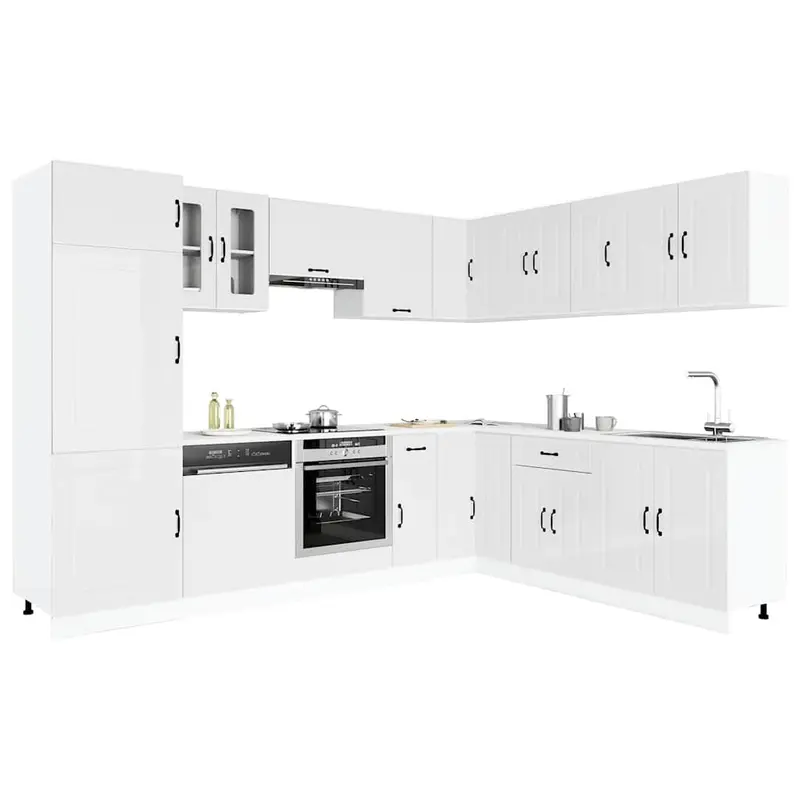 Mueble cocina Kalmar blanco brillo 14 pzas madera contrachapada