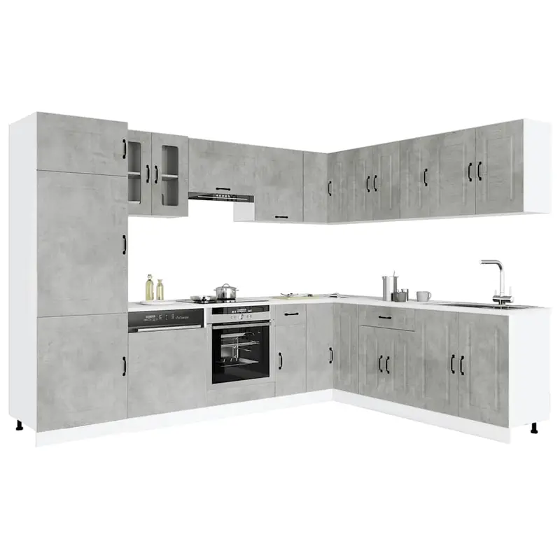 Mueble cocina Kalmar gris hormigón 14 pzas madera contrachapada