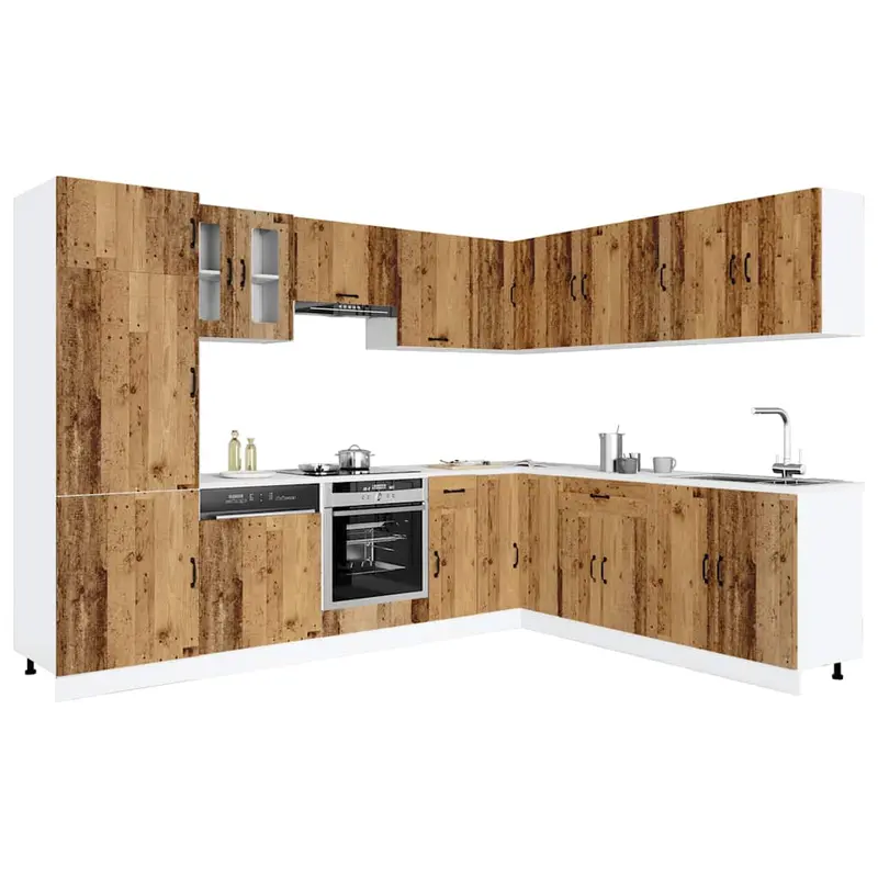 Mueble cocina Kalmar madera vieja 14 pzas madera contrachapada