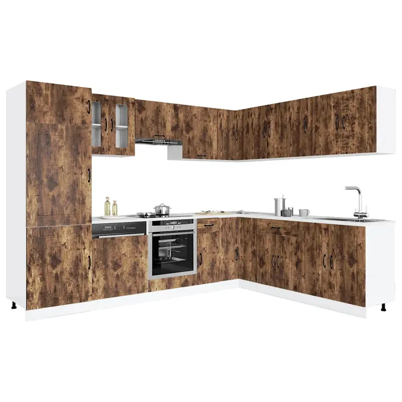 Mueble cocina Kalmar roble ahumado 14 pzas madera contrachapada