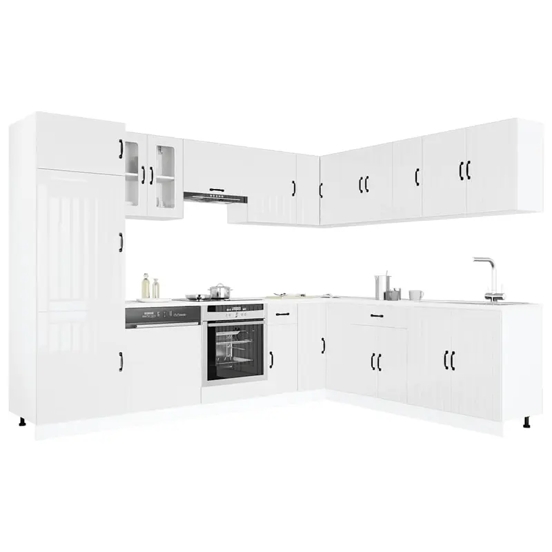 Mueble cocina Lucca blanco brillo 14 pzas madera contrachapada