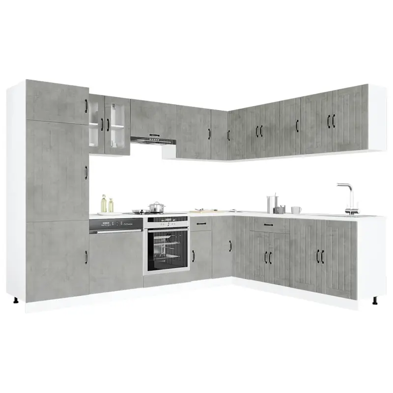 Mueble cocina Lucca gris hormigón 14 pzas madera contrachapada