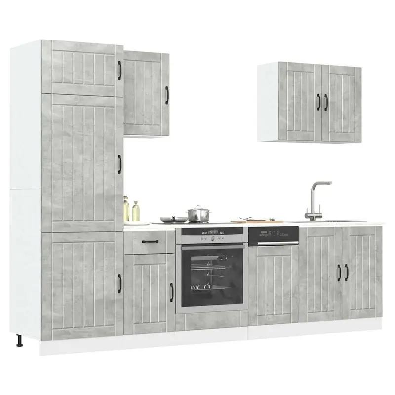 Mueble cocina Lucca gris hormigón 7 pzas madera contrachapada