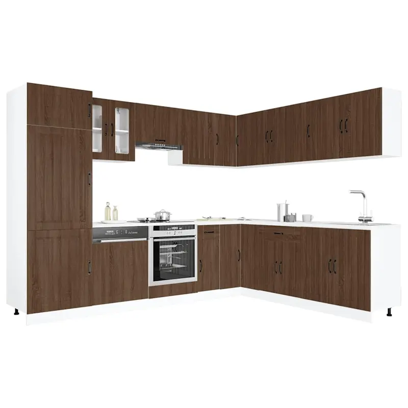 Mueble cocina Lucca roble marrón 14 pzas madera contrachapada