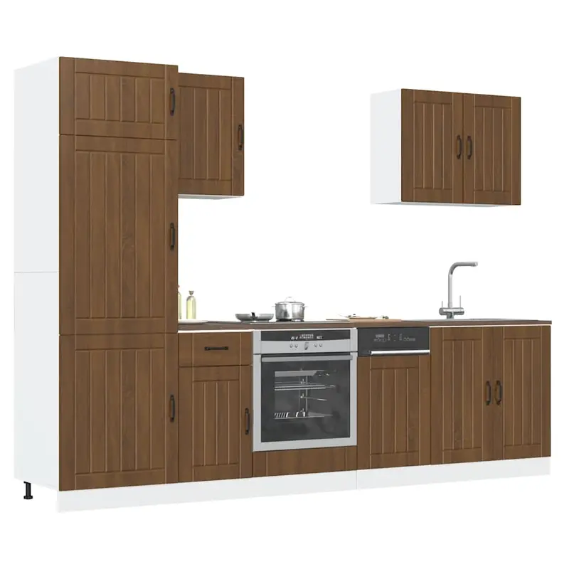 Mueble cocina Lucca roble marrón 7 pzas madera contrachapada