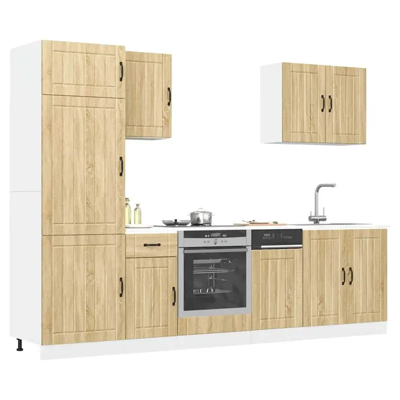 Mueble cocina Lucca roble sonoma 7 pzas madera contrachapada