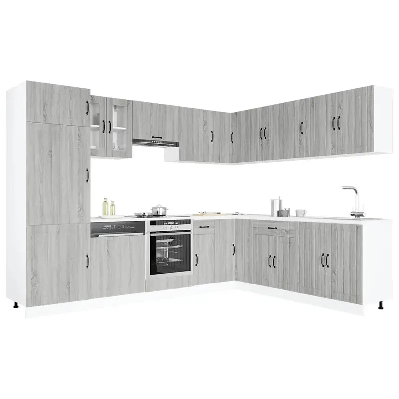 Mueble cocina Lucca sonoma gris 14 pzas madera contrachapada