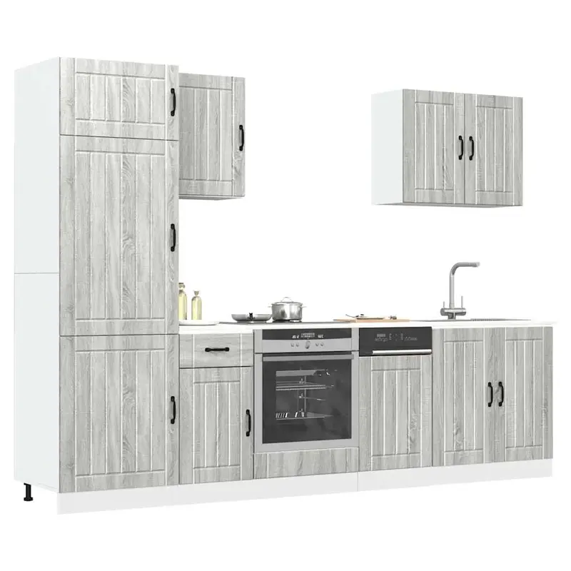 Mueble cocina Lucca sonoma gris 7 pzas madera contrachapada