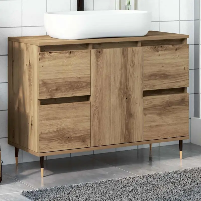Mueble de baño madera de ingeniería roble artisan 80x33x60 cm