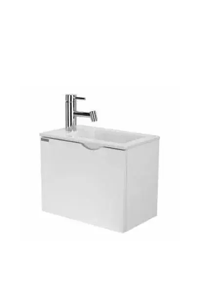 Mueble de Baño Suspendido Alicante Unisan - MDF Blanco con Lavabo Encastrado