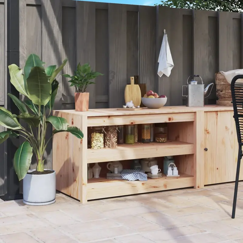 Mueble de cocina de exterior MEPPEL madera maciza de pino 106x55x64 cm
