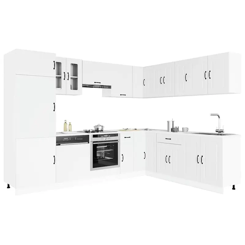 Mueble de cocina Kalmar blanco 14 piezas madera contrachapada