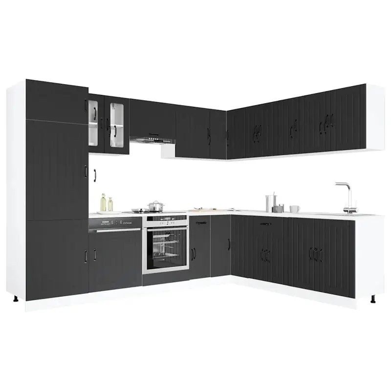 Mueble de cocina Lucca negra 14 piezas madera contrachapada