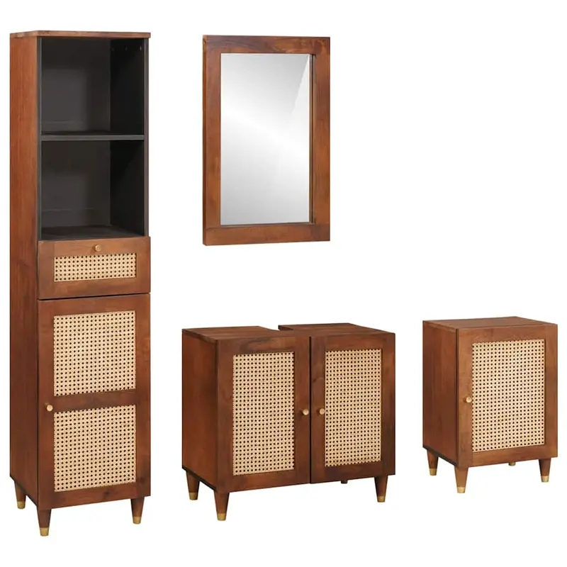 Mueble de Cuarto de Baño con cajón 4 pcs Marrón y Negro