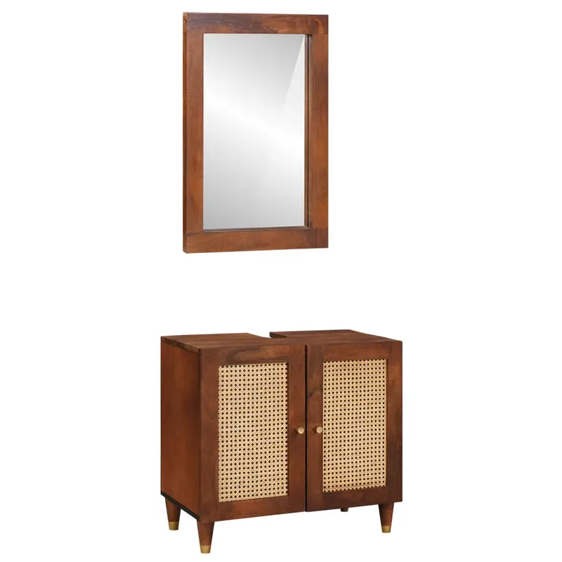 Mueble de Cuarto de Baño con estante 2 pcs Negro y dorado