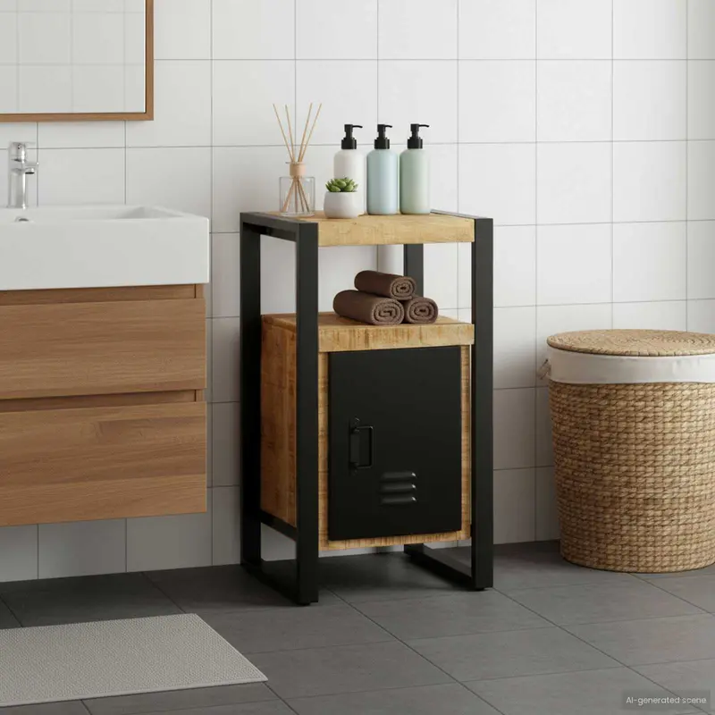 Mueble de Cuarto de Baño Marrón Madera de mango maciza