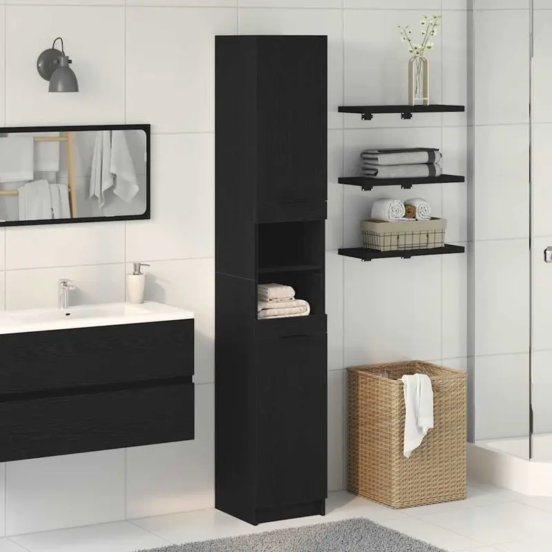 Mueble de Cuarto de Baño Roble negro 32 x 34 x 188,5 cm