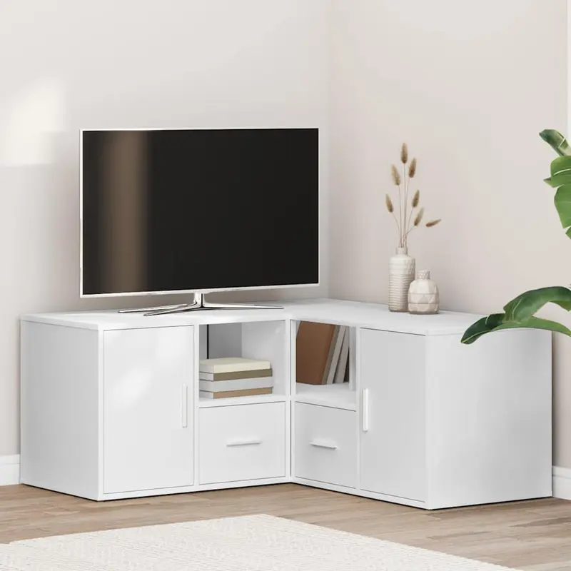 Mueble de esquina madera de ingeniería blanco 160x40x45 cm