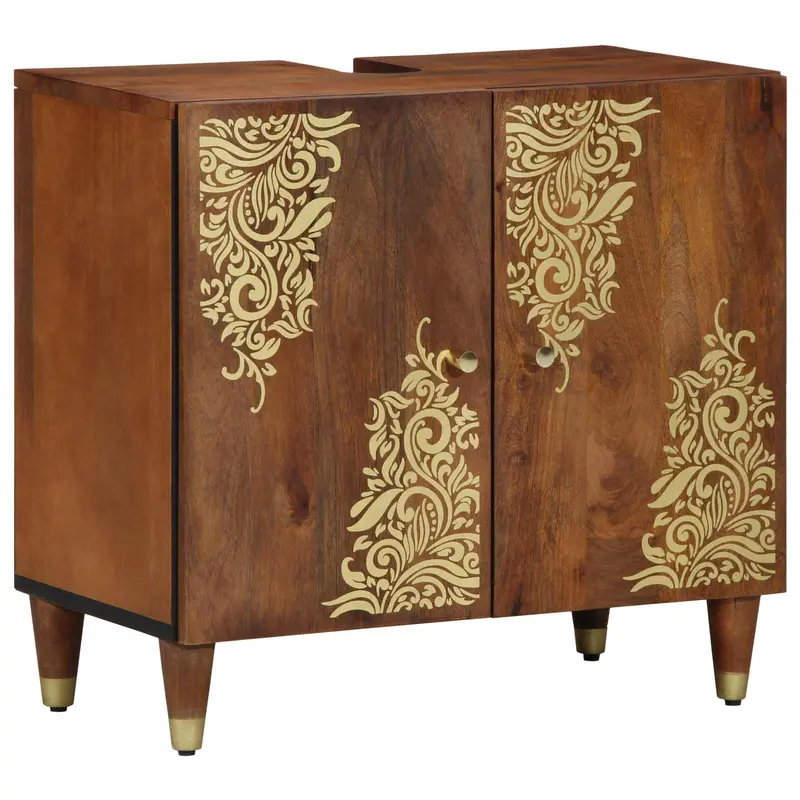 Mueble de lavabo con almacenamiento Marrón miel 62 x 33 x 58 cm