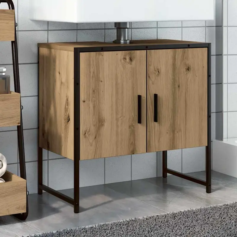 Mueble de lavabo de baño madera roble artisan 60x33x60 cm