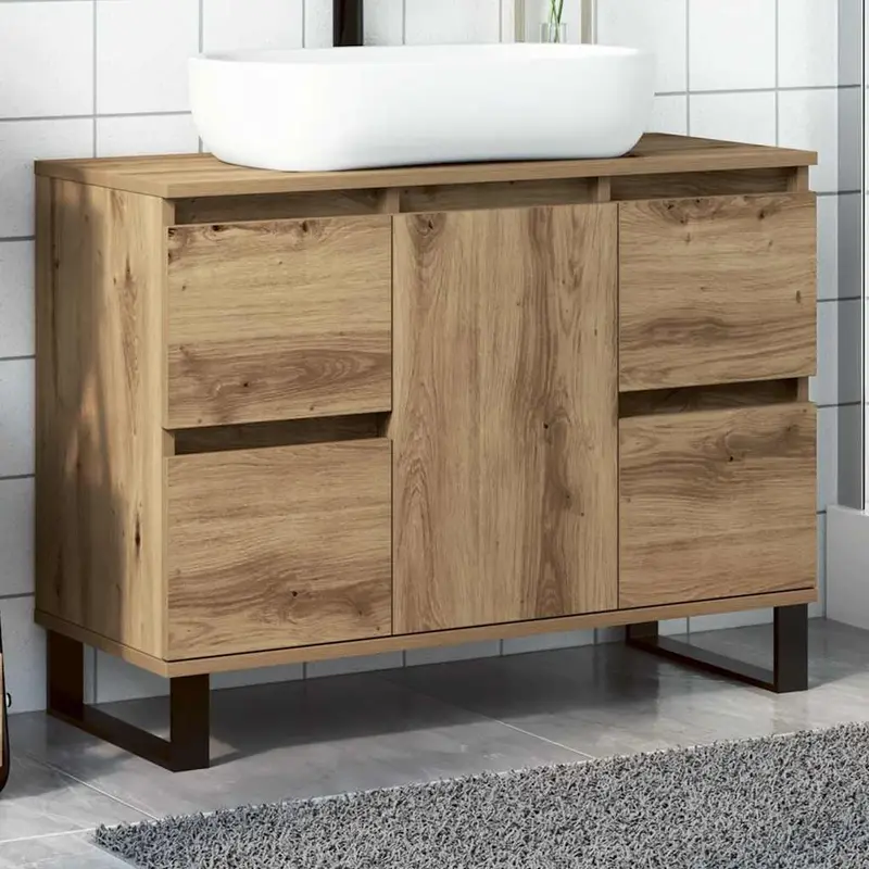 Mueble de lavabo madera de ingeniería roble artisan 80x33x60 cm