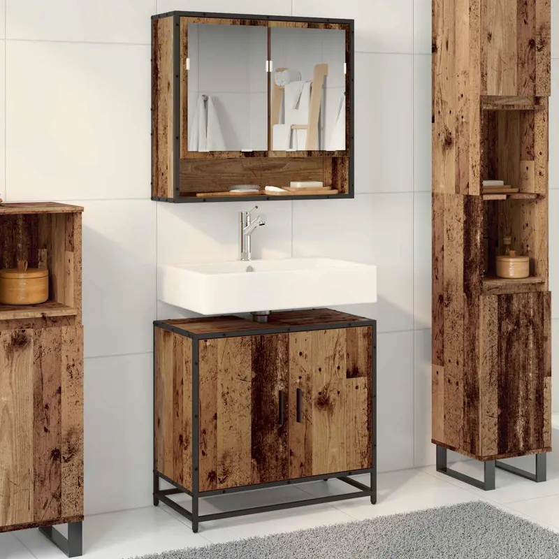Mueble de lavabo para baño Madera envejecida 65 x 33 x 60 cm