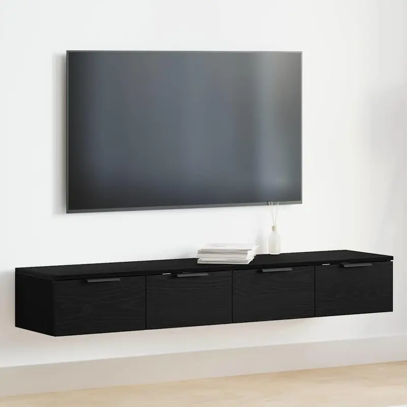Mueble de pared con cajón 2 pcs Roble Negro 68 x 30 x 20 cm