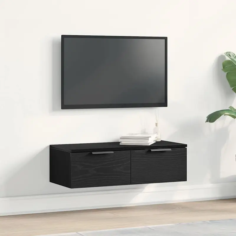 Mueble de pared con cajón Roble Negro 68 x 30 x 20 cm
