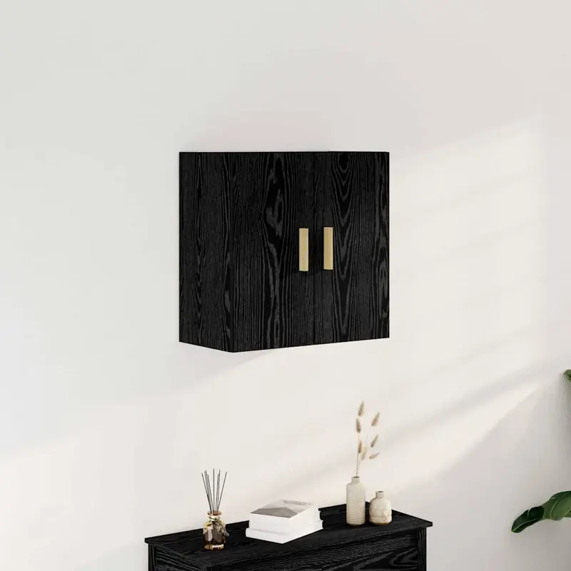 Mueble de pared Montaje en la pared Roble Negro 60 x 30 x 60 cm