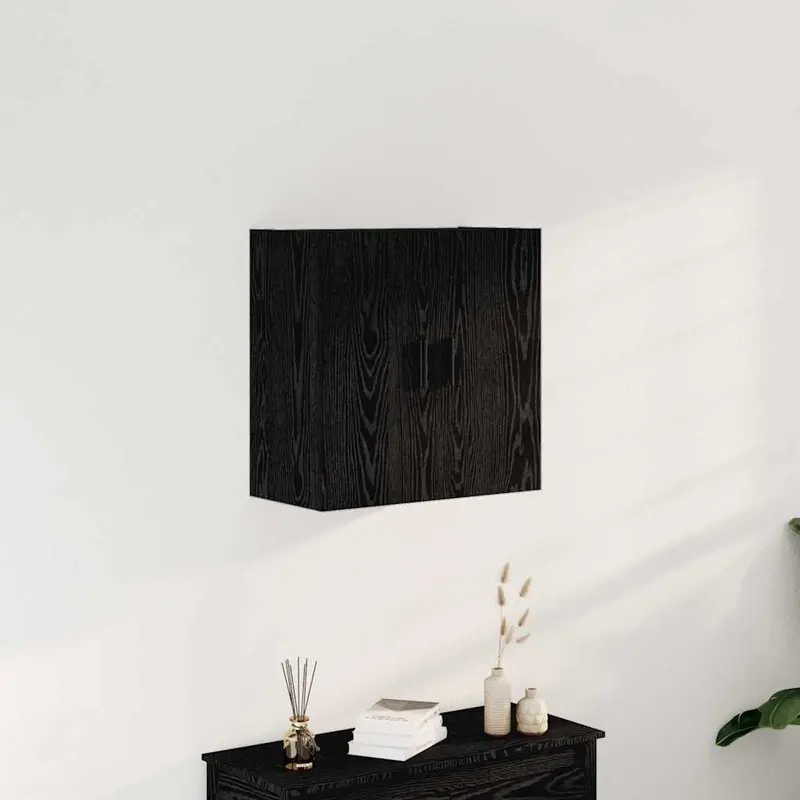 Mueble de pared Montaje en la pared Roble Negro 60 x 31 x 60 cm