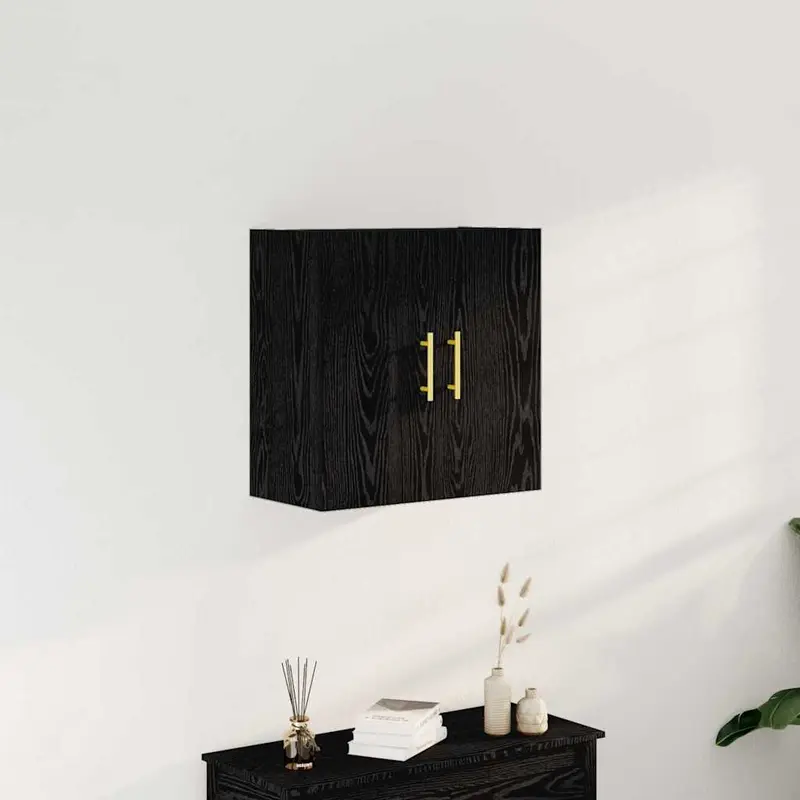 Mueble de pared Montaje en la pared Roble Negro 60 x 31 x 70 cm