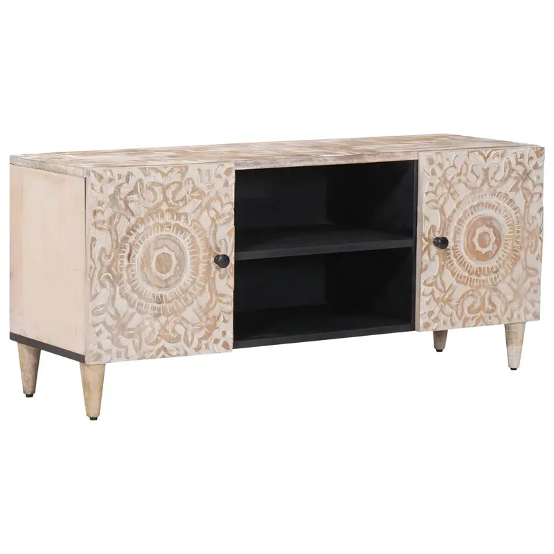 Mueble de TV 105 x 33,5 x 46 cm Madera de mango maciza