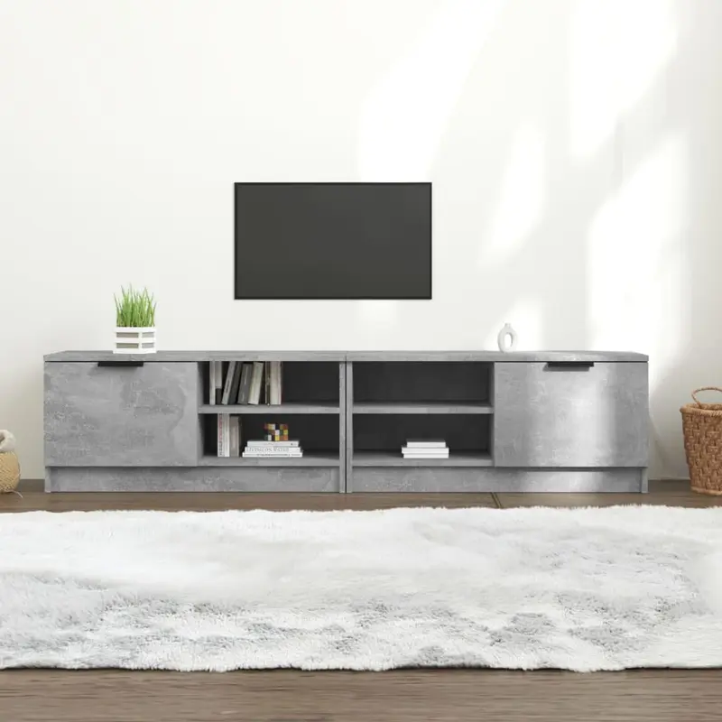 Mueble de TV 2 pzas madera contrachapada hormigón 80x35x36,5 cm
