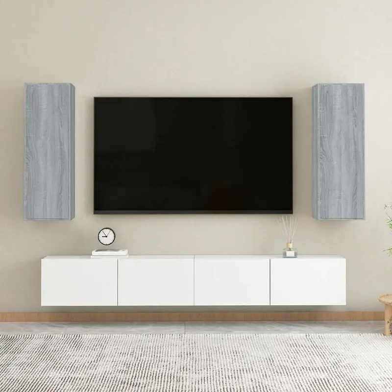 Mueble de TV 2 uds madera ingeniería gris Sonoma 30,5x30x90 cm