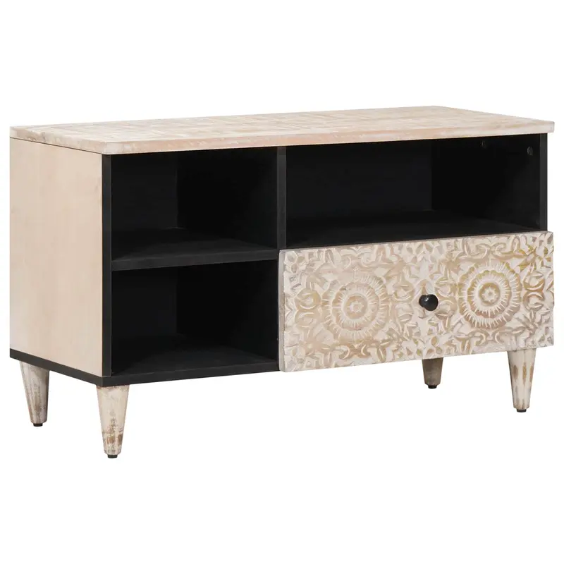 Mueble de TV con cajón 80 x 33,5 x 46 cm Madera de mango maciza