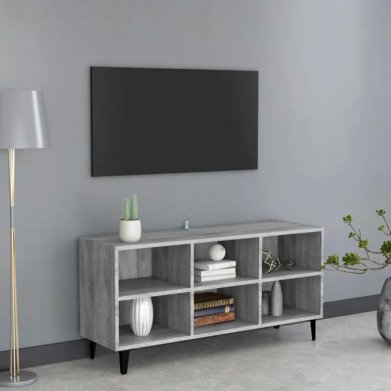 Mueble de TV con patas de metal gris Sonoma 103,5x30x50 cm