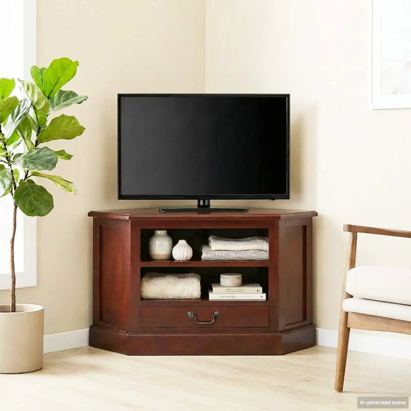 Mueble de TV de esquina con cajón Marrón 80 x 40,5 x 45 cm