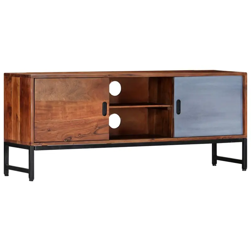 Mueble de TV de madera maciza de acacia 120x30x49 cm