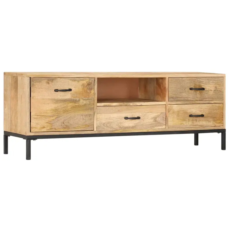 Mueble de TV de madera maciza de mango 130x30x45 cm