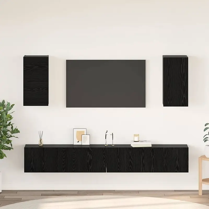 Mueble de TV de Pared 3 pcs 100 x 30 x 30 cm Roble Negro
