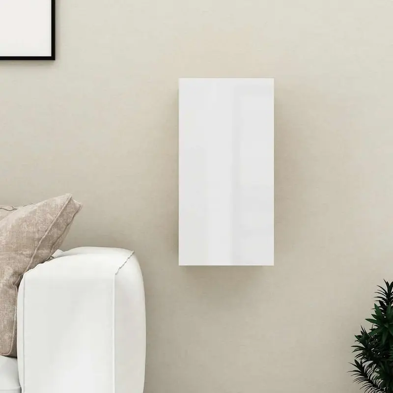 Mueble de TV madera contrachapada blanco brillante 30,5x30x60cm