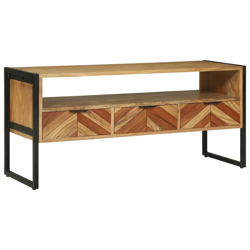 Mueble de TV Marrón 100 x 35 x 50 cm Madera de Acacia Sólida