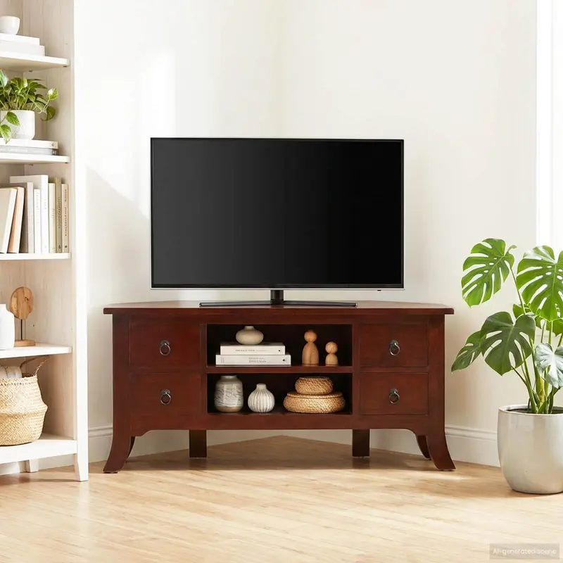Mueble de TV Marrón 100 x 40,5 x 46 cm Madera de Caoba Sólida