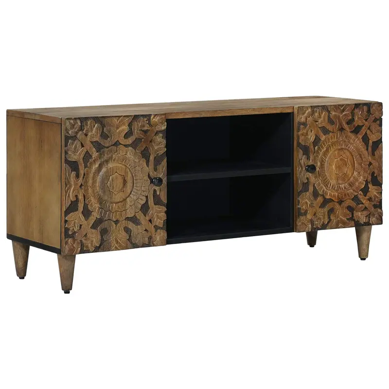 Mueble de TV Marrón 105 x 33,5 x 46 cm Madera de mango maciza