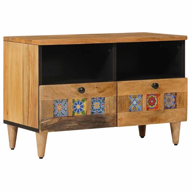 Mueble de TV Natural 70 x 33 x 46 cm Madera de mango maciza